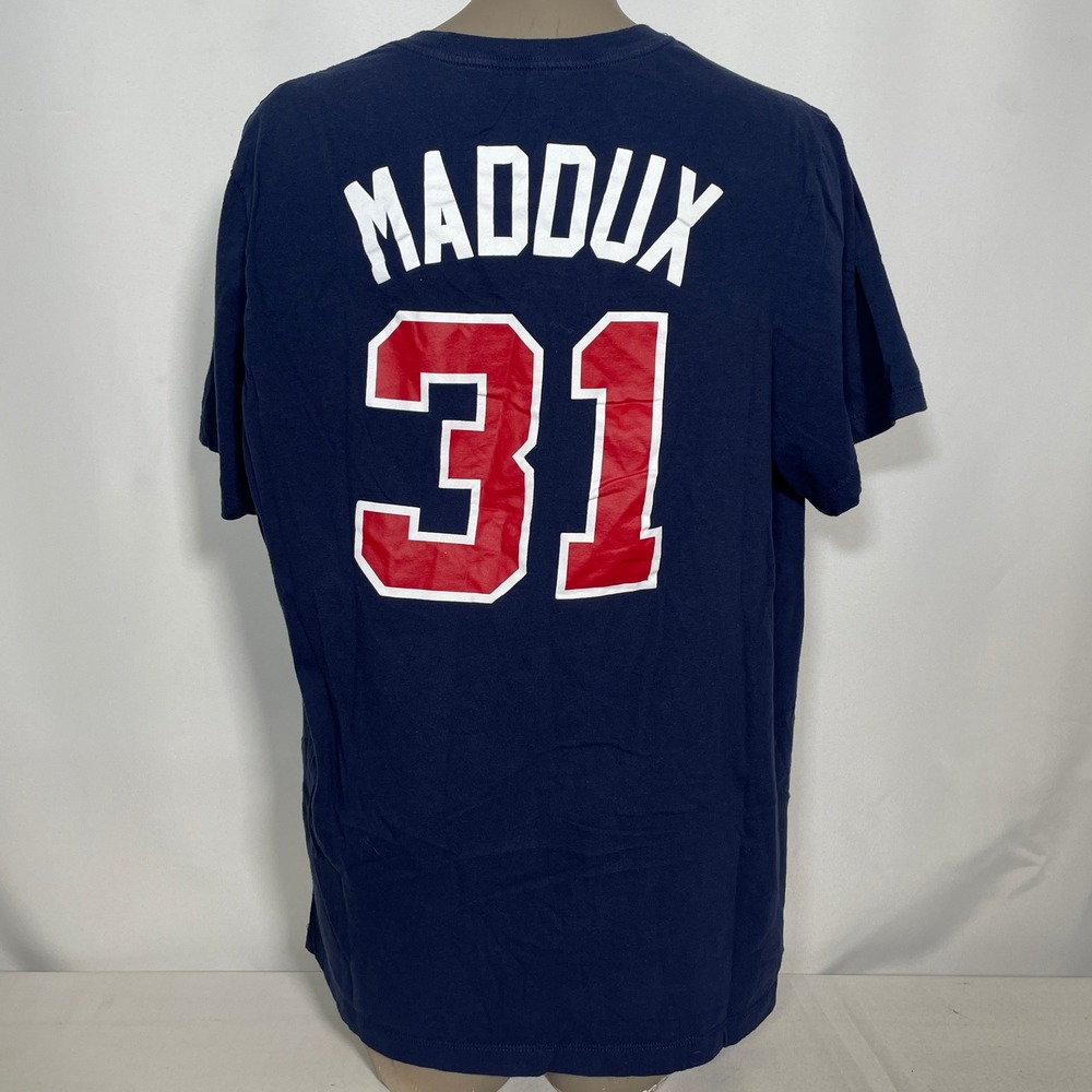 Greg Maddux #31 Atlanta Braves MLB Nike Navy Blue Jersey T-Shirt Women's XL